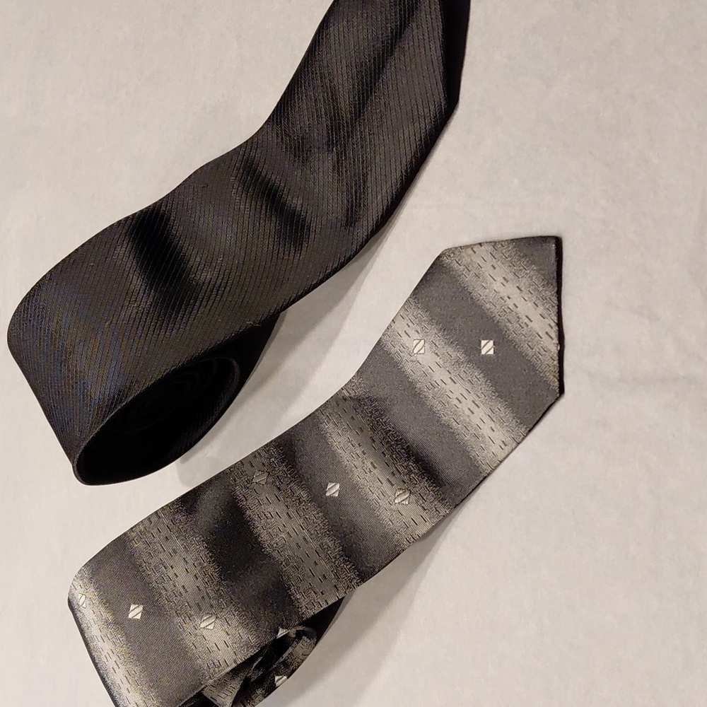 Pair Vintage Skinny Ties One Silk